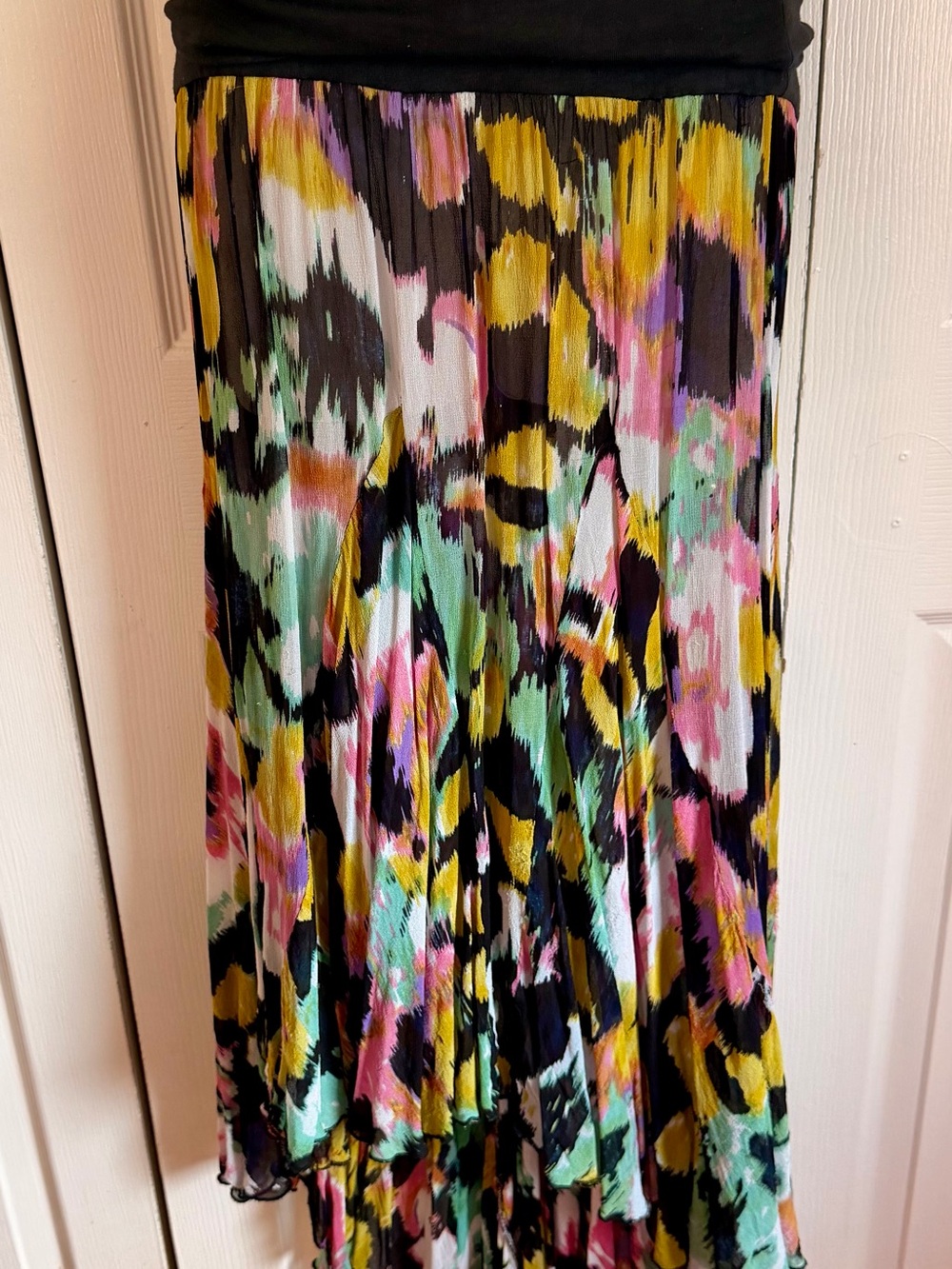 FP High-Low  Maxi Skirt in Multi Color Abstract Print
